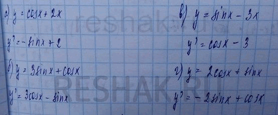 Изображение a) у = cos х + 2х;	 б) у = 3 sin х + cos х;	 в) у = sin х - 3х; г) у = 2 cos х +...