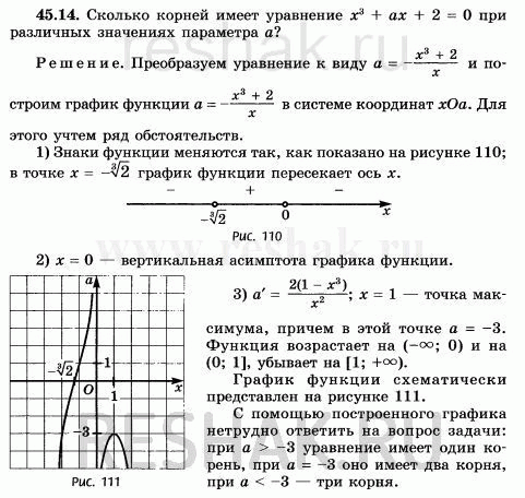Изображение Сколько корней имеет уравнение х3 + ах + 2 = 0 при различных значениях параметра...