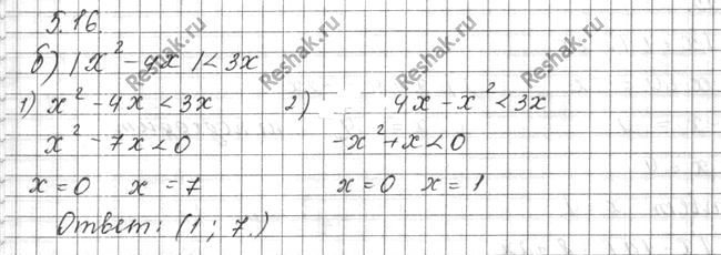 Изображение Решите неравенство: •5.16. а) |х + 4| < 2x;  б) |x2 - 4x| < 3х; в) |х -14| < 8 + 2x;  г) |x2 + 7x| < 4x +...