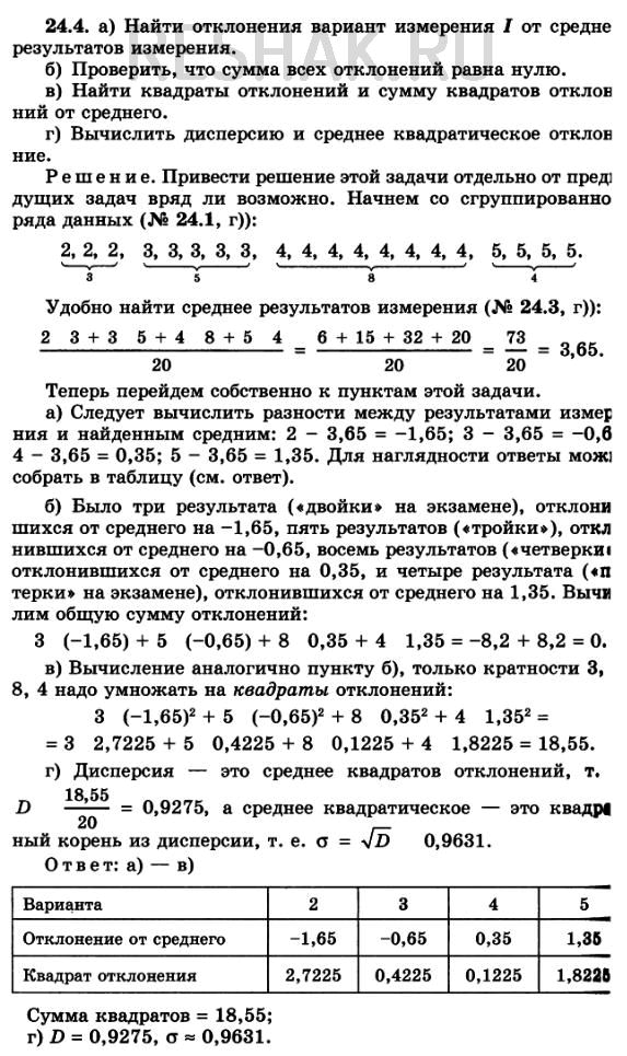 Изображение 24.4. а) Найдите отклонения вариант измерения I от среднего результатов измерения. б)...