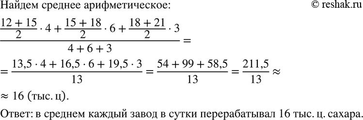 Изображение Имеются следующие данные о среднесуточной переработке сахара (в тыс. ц) заводами сахарной...