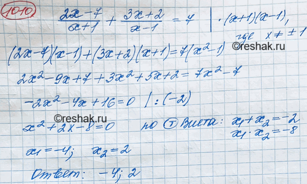 Изображение Упр.1010 ГДЗ Макарычев Миндюк 8 класс