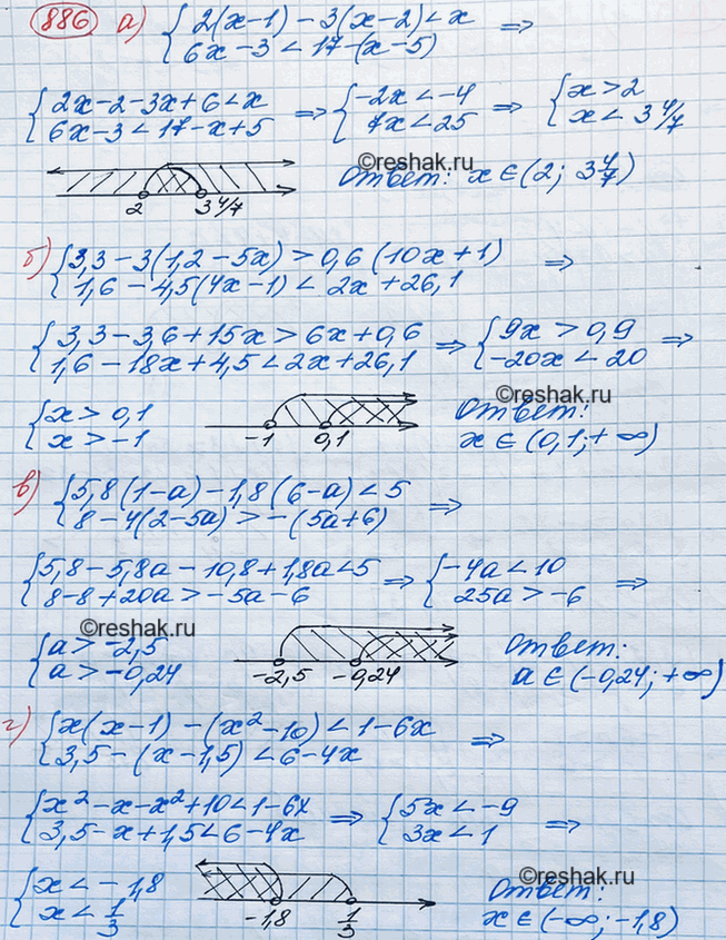 Изображение Решите систему неравенств:  а) система   2(х - 1)- 3(х- 2) < х,  6х- 3 0,6(10х + 1),  1,6 - 4,5(4х - 1) < 2х + 26,1;  в)...