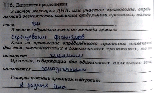 Изображение 1 1 6. Дополнитепредложения.  Участок молекулы ДНК, или участок хромосомы, определяющий...