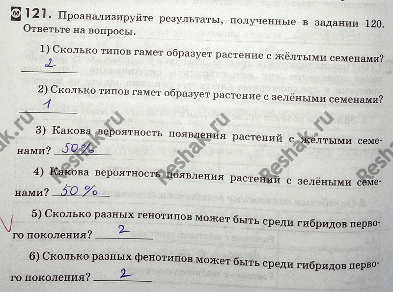 Изображение 121. Проанализируйте результаты, полученные в задании 120. Ответьте на вопросы.  1) Сколько типов...