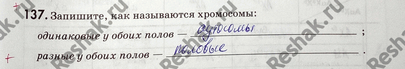 Изображение 1 37. Запишите, как называются хромосомы: одинаковые у обоих полов —; разные у обоих полов...