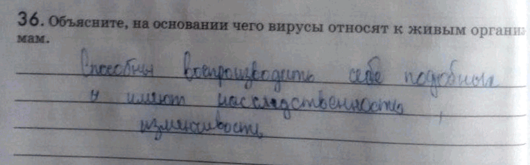Изображение Упр.36 ГДЗ Рабочая тетрадь Пасечник 9 класс
