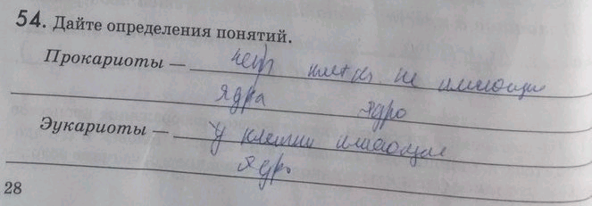 Изображение Упр.54 ГДЗ Рабочая тетрадь Пасечник 9 класс