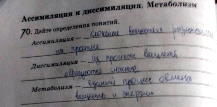 Изображение Упр.70 ГДЗ Рабочая тетрадь Пасечник 9 класс