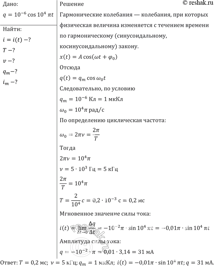 Изображение Заряд q на пластинах конденсатора колебательного контура изменяется с течением времени t в...