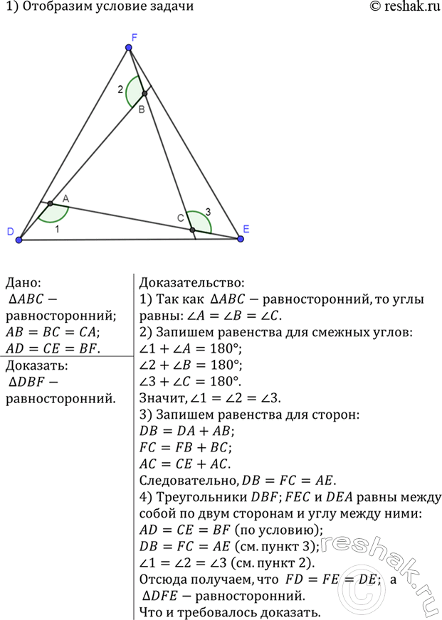 Изображение На рисунке 96 AC = AD, AB перпендикулярен CD. Докажите, что BC = BD и угол ACB =...