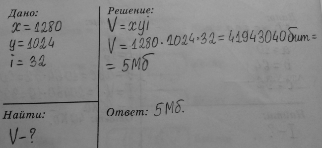 Изображение 11. Определите объём видеопамяти компьютера, который необходим для реализации графического...