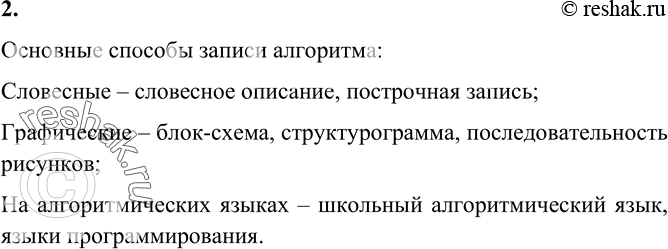 Изображение 2. Каковы основные способы записи алгоритмов?    Основные способы записи алгоритма: ...
