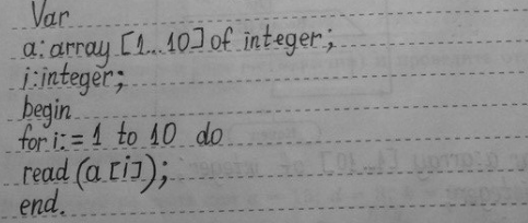 Изображение 69. На блок-схеме представлен алгоритм ввода массива из 10 целых чисел с помощью цикла с...