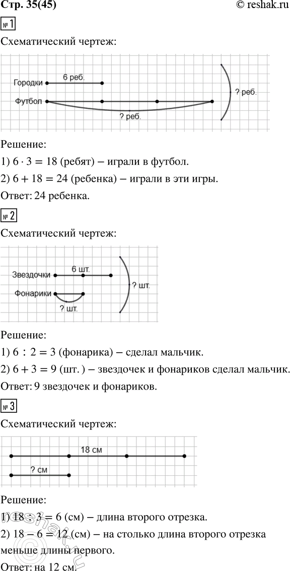 Изображение 1. В городки играли 6 ребят, а в футбол — в 3 раза больше. Сколько всего ребят играло в эти игры? ...