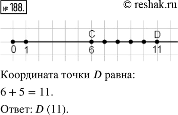 Изображение ﻿Начертите координатный луч и отметьте на нём точку С(6), отложите от этой точки вправо 5 единичных отрезков и отметьте точку D. Чему равна координата точки...