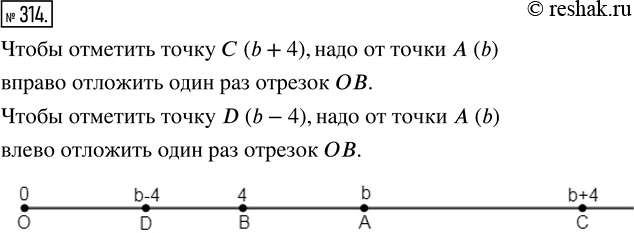Изображение ﻿На координатном луче отмечены точки А(b) и В(4) (рис. 41). Отметьте на этом луче точки С(b + 4) и D(b -...