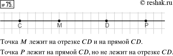 Изображение ﻿Отметьте в тетради точки С и D и проведите прямую CD. Отметьте на отрезке CD точку М. Лежит ли...