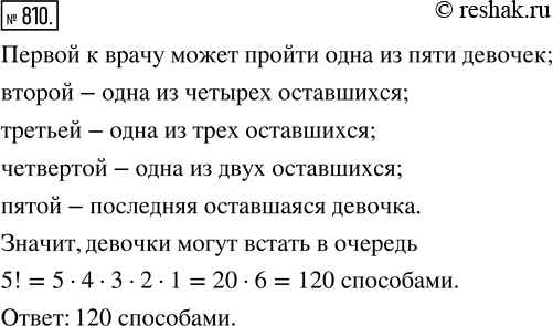 Изображение ﻿Лена, Света, Маша, Катя и Наташа пришли к зубному врачу. Сколькими способами они могут встать в...