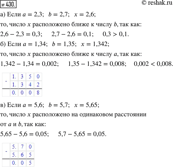 Изображение ﻿На координатном луче число х расположено между числами а и b. Определите, к какому из чисел...