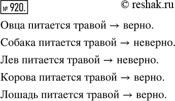Изображение ﻿В предложение «а питается травой» подставьте вместо а по очереди слова: овца, собака, лев, корова и лошадь. Какие из полученных высказываний верны и какие...