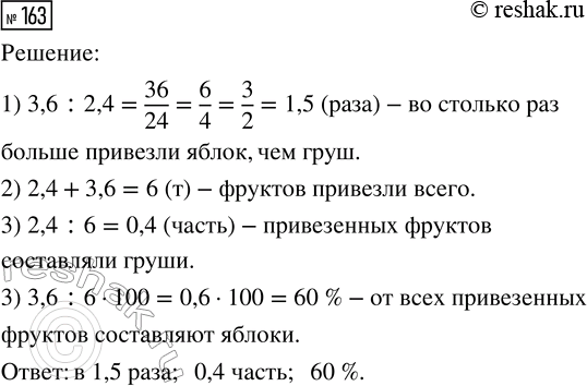 Изображение Задание 163 Вариант 1 Самостоятельная работа ГДЗ Дидактические материалы Чесноков 6 класс