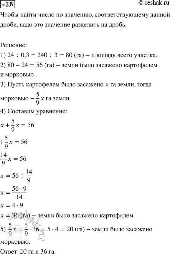 Изображение Задание 339 Вариант 2 Самостоятельная работа ГДЗ Дидактические материалы Чесноков 6 класс