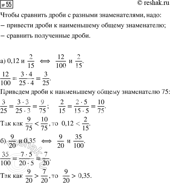 Изображение Задание 55 Вариант 3 Самостоятельная работа ГДЗ Дидактические материалы Чесноков 6 класс