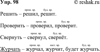 Изображение 98. Прочитайте. Подчеркните глагол, от которого можно образовать все три формы времени. ...