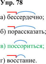 Изображение 78. Укажите слово с двойными согласными в корне.  а) бессердечно; б) порассказать; в)...