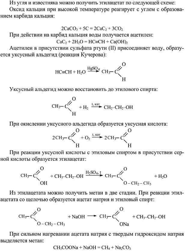 Изображение 6. Напишите уравнения реакций, при помощи которых из угля и известняка можно получить этилацетат, а из последнего –...
